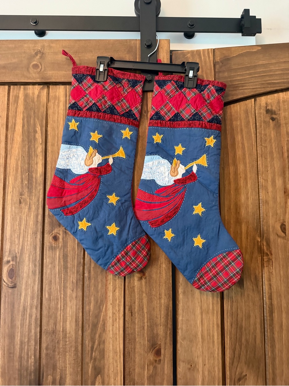 Vintage quilted angel stockings set